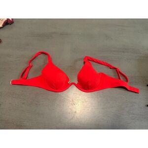 red underwire SHADE & SHORE    swimsuit bikini top size 34C